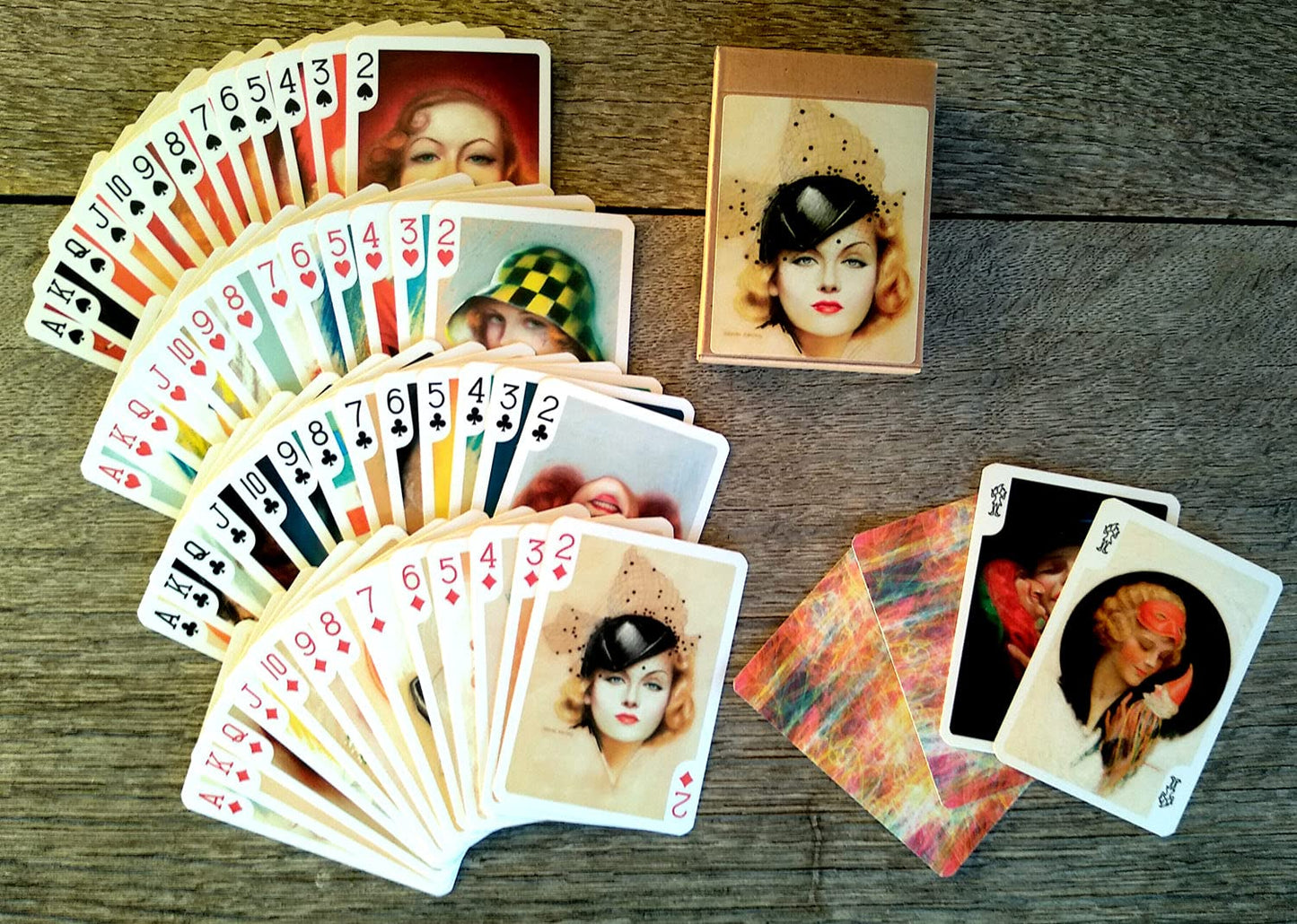 FLONZGIFT Lady of Belle Epoque Playing Cards (Poker Deck 54 Cards All Different) Vintage Retro Woman Portraits by Charles Gates Sheldon