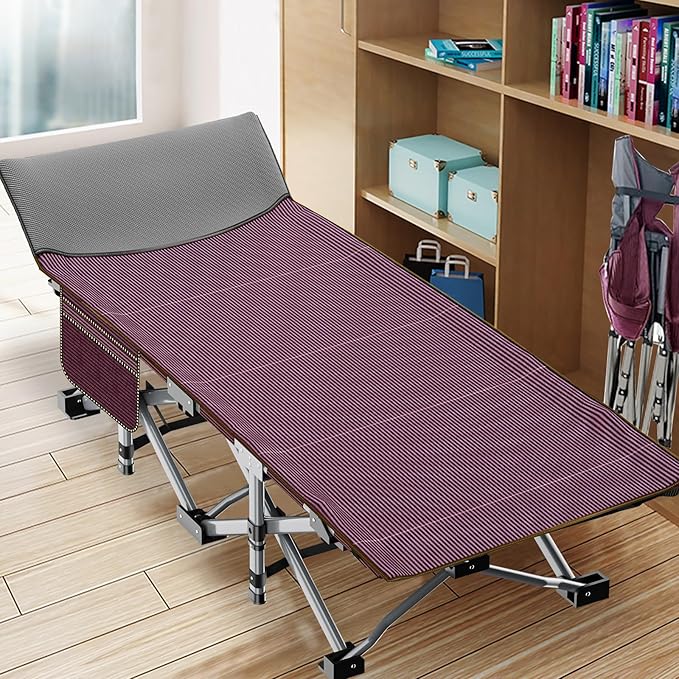 ABORON Camping Cot for Adult 28" Extra Wide, Heavy-Duty 1200D Oxford Cot for Sleeping, Portable Folding Camp Bed with Mat & Carry Bag