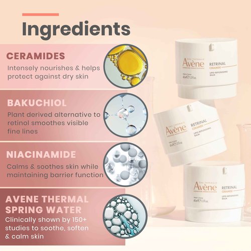 Avène RetrinAL Ceramide Lipid-Replenishing Balm - Bakuchiol, Niacinamide, Ceramide Complex - Nourishes Skin & Helps Reduce Visible Wrinkles - 1.3 Fl Oz