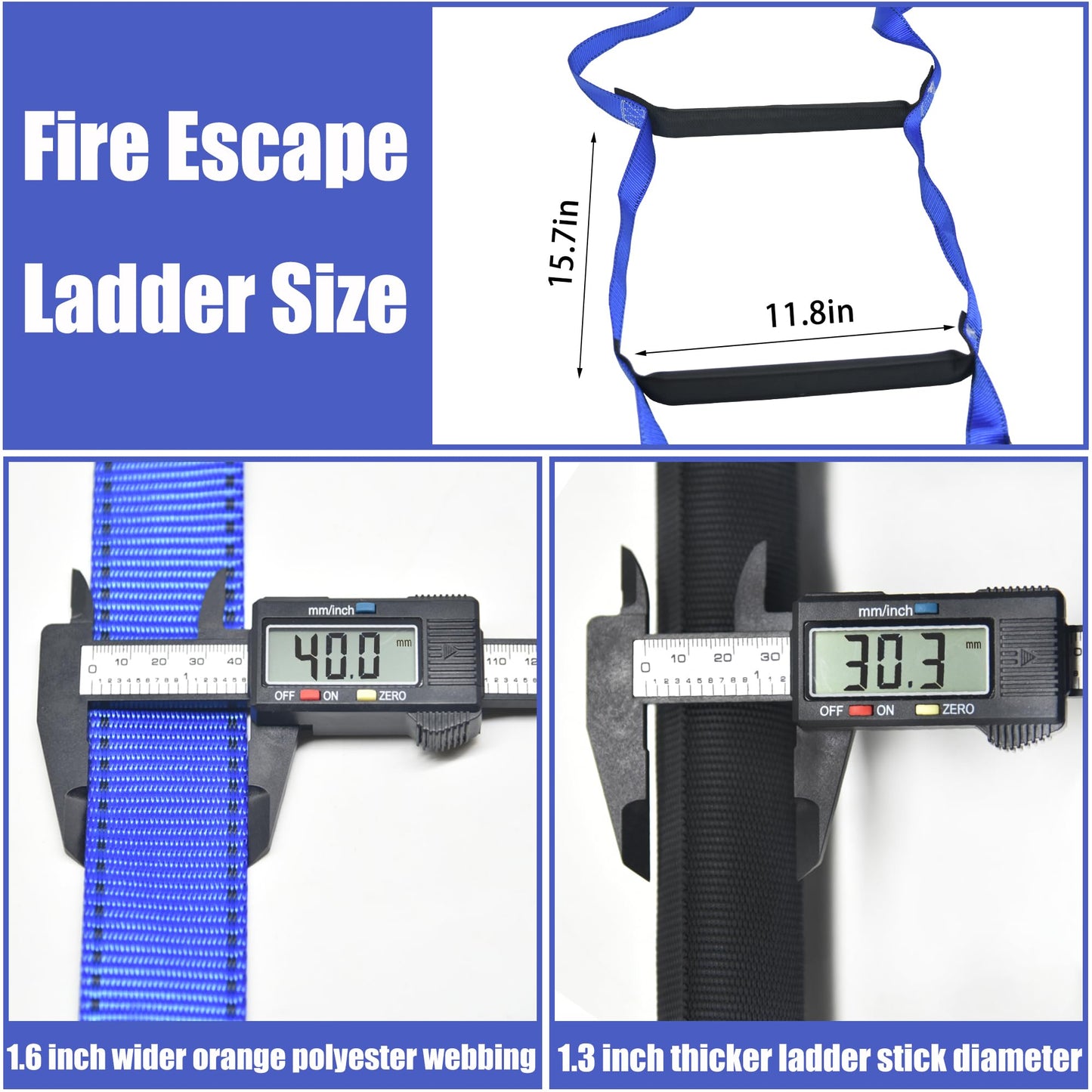 Emergency Fire Escape Ladder 49.2 Feet Portable Safety Rope Ladder Emergency Escape Ladders for 2-3 Story Homes for Windows, Balconies, and Sailboats, Kayaks, Etc