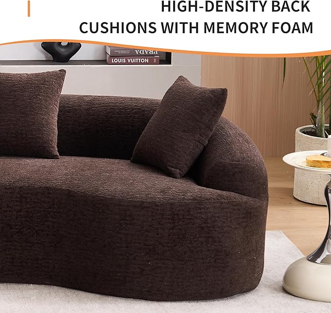 110" Oversized Modern Curved Cloud Sectional Sofa, Luxury Plush Chenille 4-Seater Deep Wide Seat Couch with 4 Pillows, No Assembly Needed Apartment Living Room Furniture, Black
