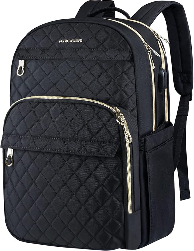 KROSER Laptop Backpack 15.6 Inch Stylish Daypack with USB Charging Port, Water-repellent Nylon Backpack Backpack for Trave...