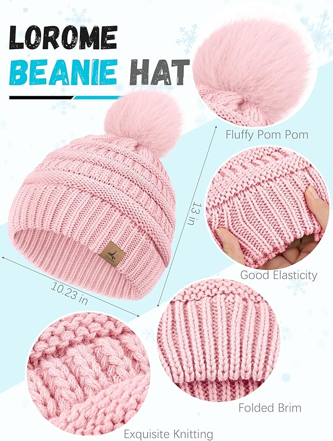 Winter Hat Scarf Gloves and Ear Warmer, Warm Knit Beanie Hat Touch Screen Gloves Set Winter Gifts Neck Scarves for Women