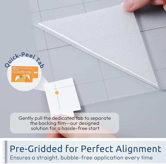 rabbitgoo Frosted Glass Window Privacy Film, No Glue, Anti-Glare Heat Blocking, Easy to Install, Renter Friendly Removable Opaque Bathroom Window Clings for Glass, 23.6 by 78.7 inch