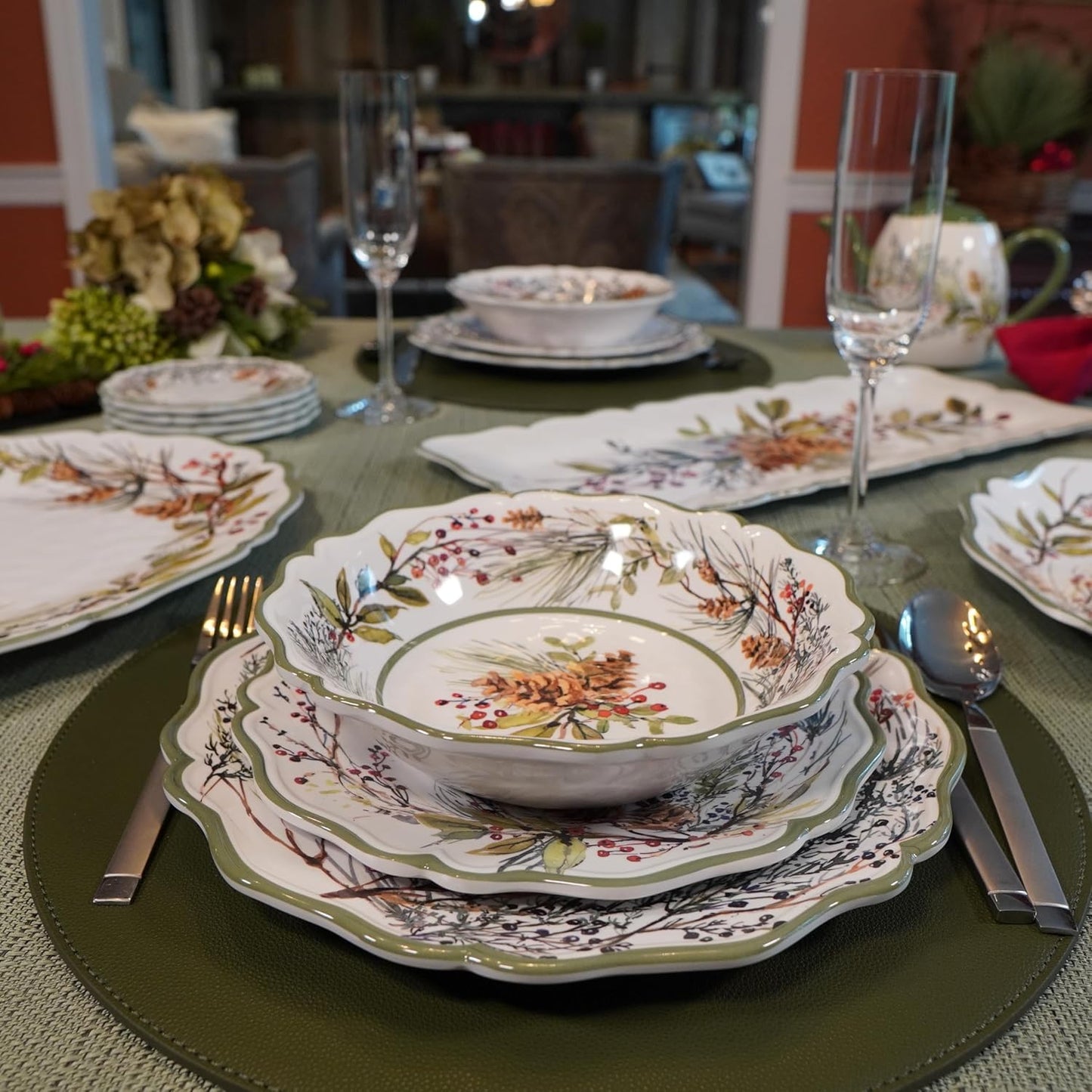 Certified International Winters Forest 11" Melamine Dinner Plates, Set of 4