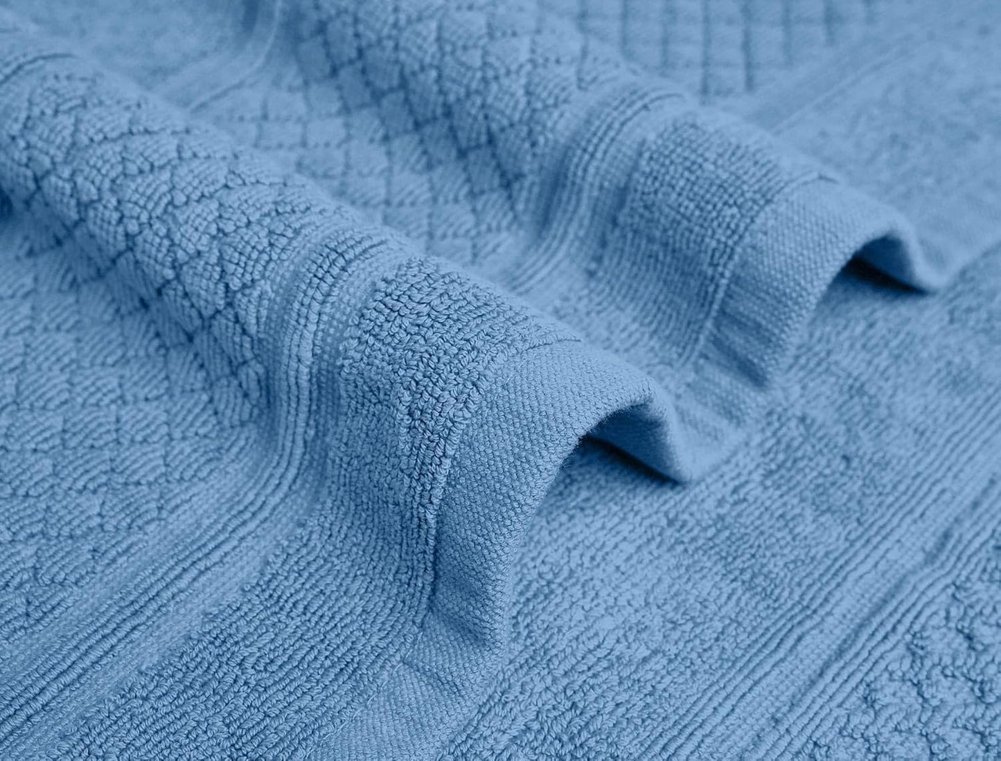 Avalon Towels Light Blue Bath Mat - 100% Cotton Set of 2 Absorbent Bathmat - Bathroom Mats Quick Dry Bath Mats for Bathrooms (22x34 Inches)