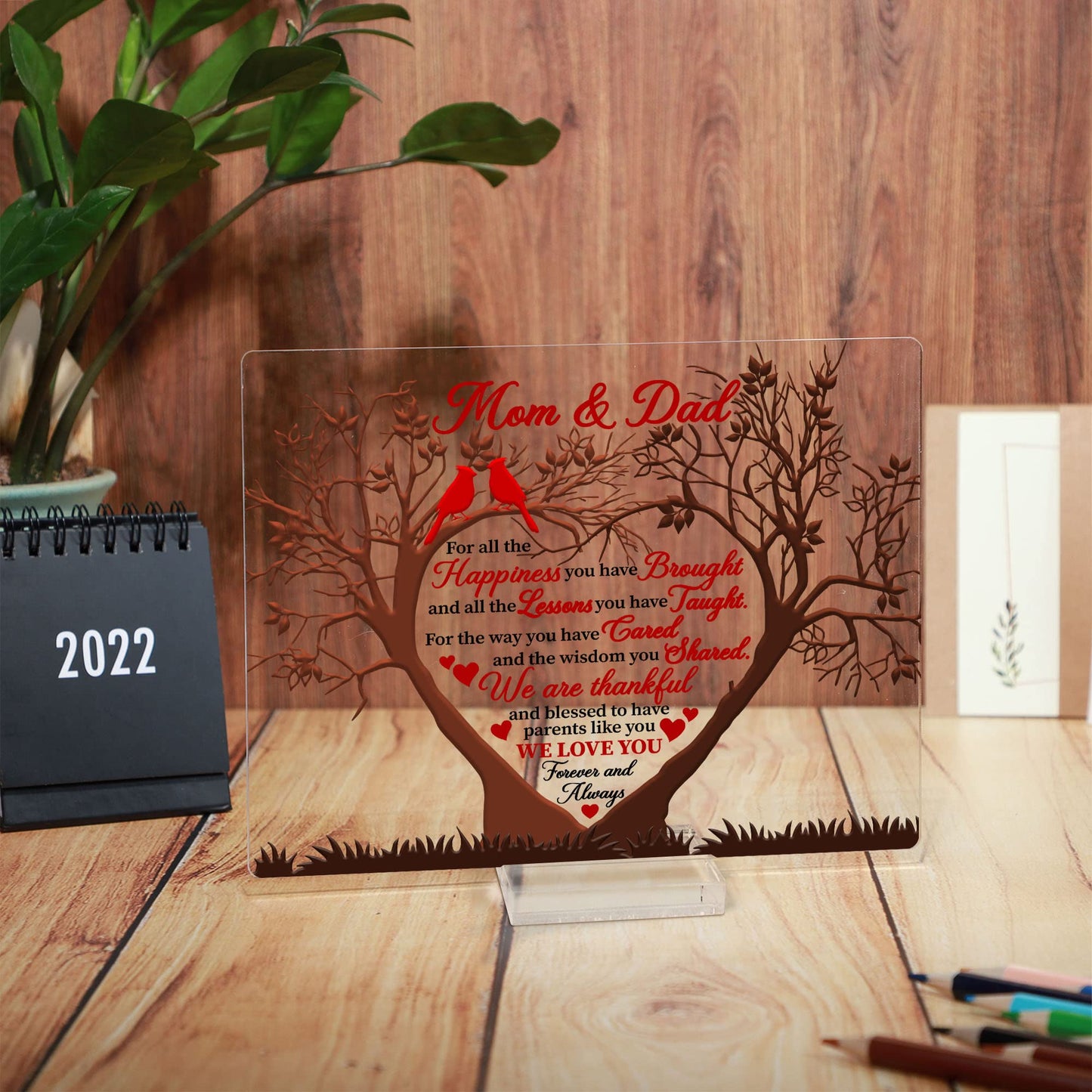 ARTSYWIX Mom & Dad Gifts from Daughter Son, To My Parents Acrylic Plaque, Thank You Mom & Dad Keepsake, Grateful Gift for Parents Mother-in-law, Bonus Mom Stepdad Present, Anniversary Wedding Gifts