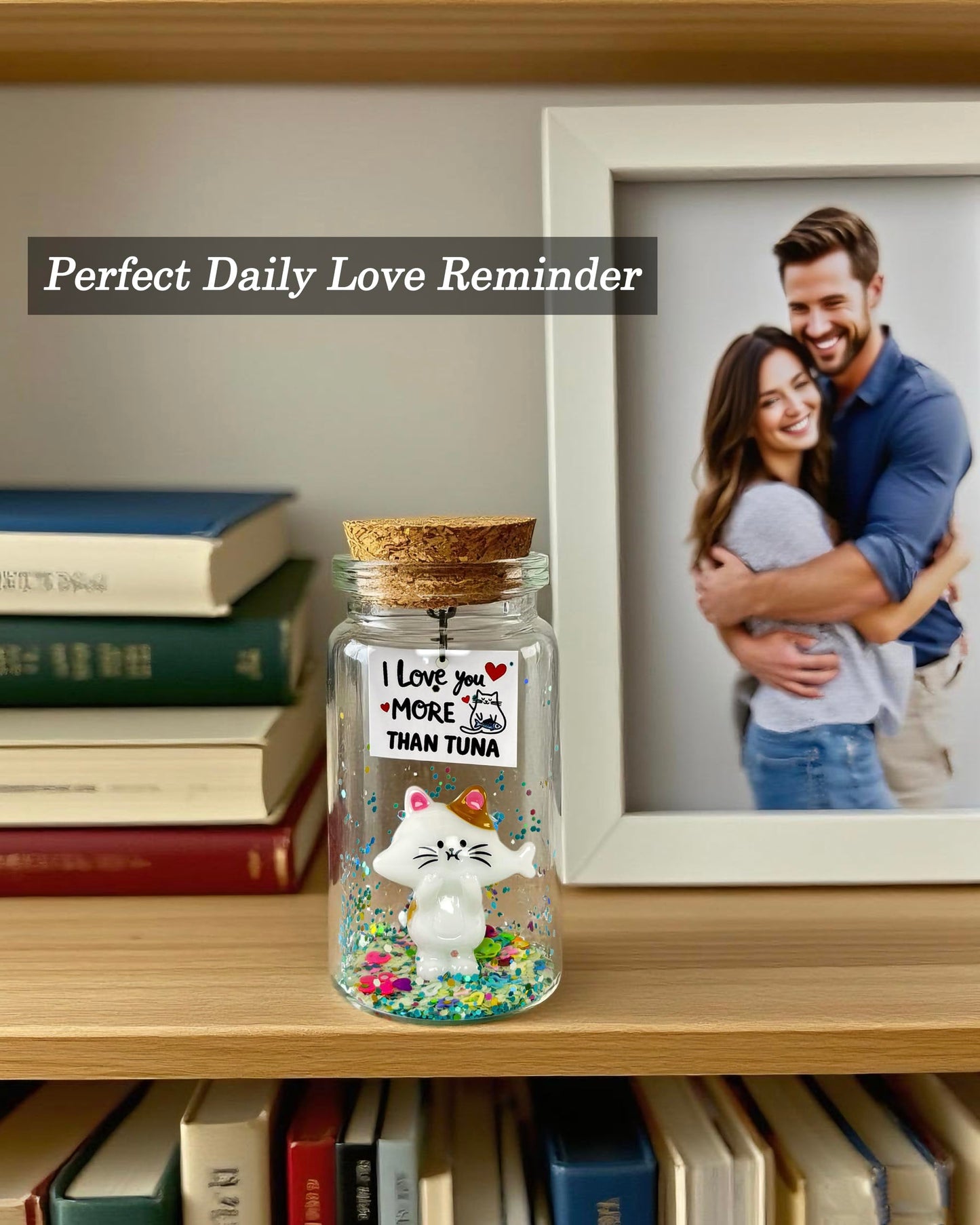 Anniversary I Love You Presents for Him Her, Cute Romantic Message in Glow Bottle Gift to Boyfriend Girlfriend, Funny Valentines Christmas Birthday Gifts Husband Wife (Cat, I Love You More Than Tuna)