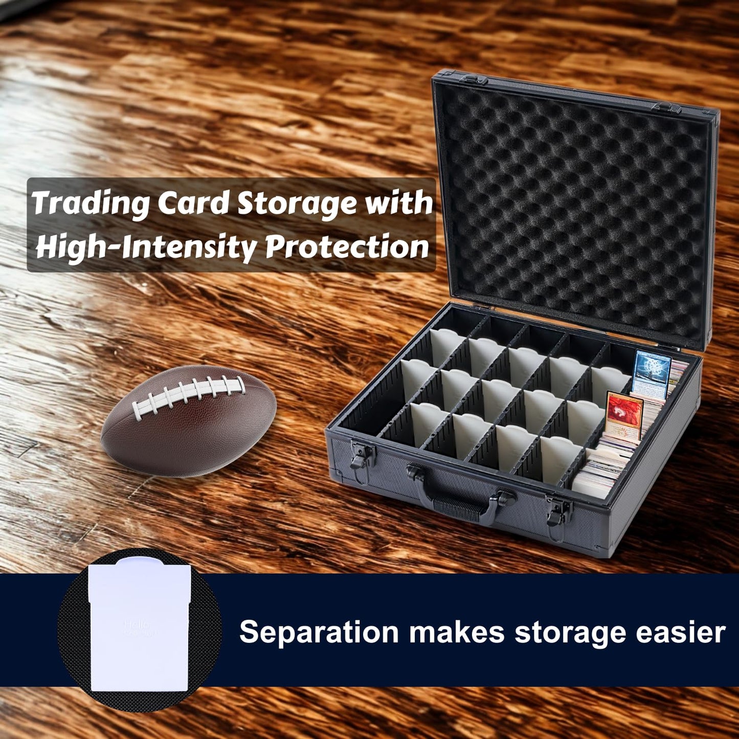 KUOOKING Premium Card Storage Box With Card Dividers For Trading Cards Holds 6000+ Trading Card Storage Box Suitable For Card with Sleeves (XXXXL)