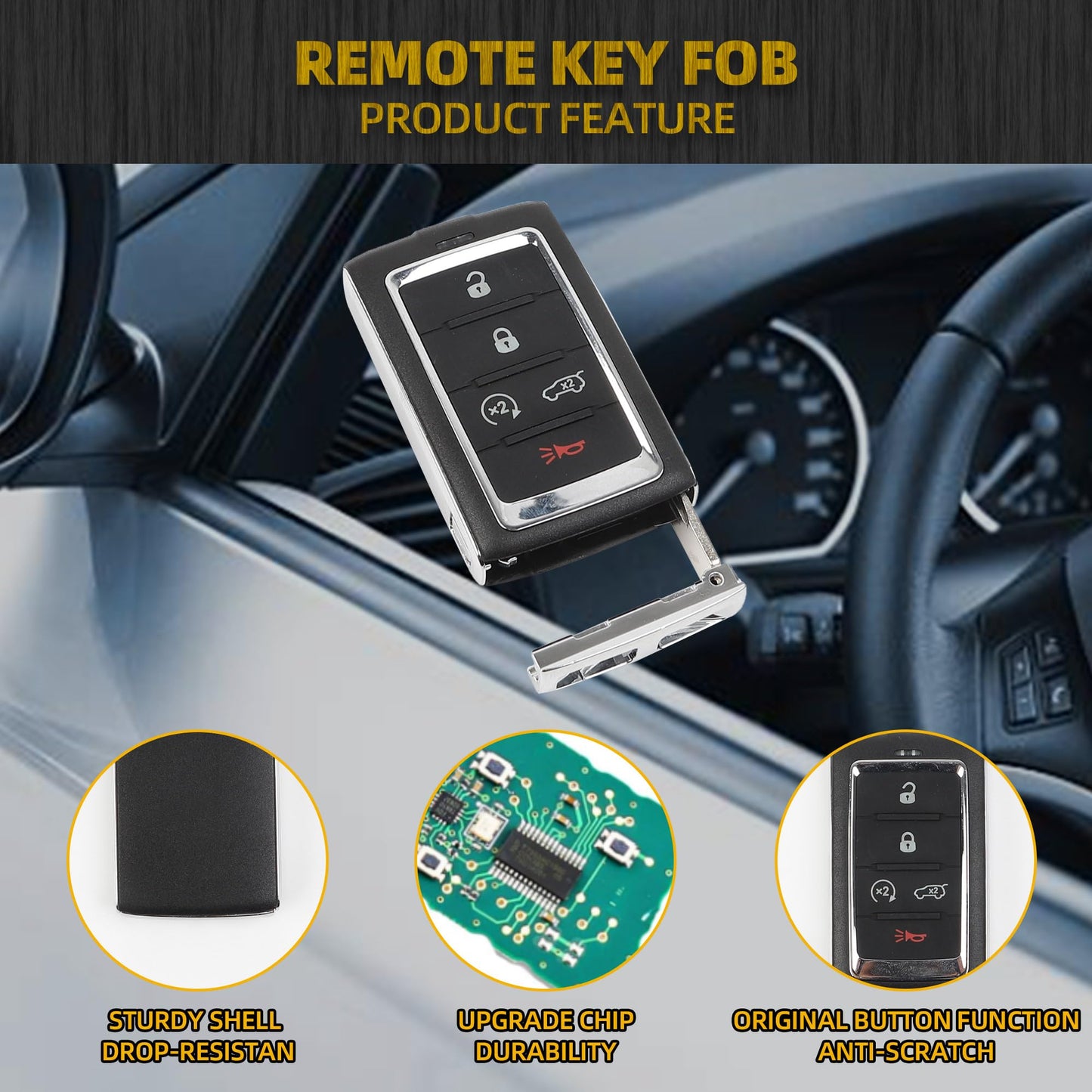 Dasbecan Key Fob Replacement Compatible With Jeep Grand Wagoneer Cherokee L 2021-2023 Keyless Entry Remote Control Replaces 6846