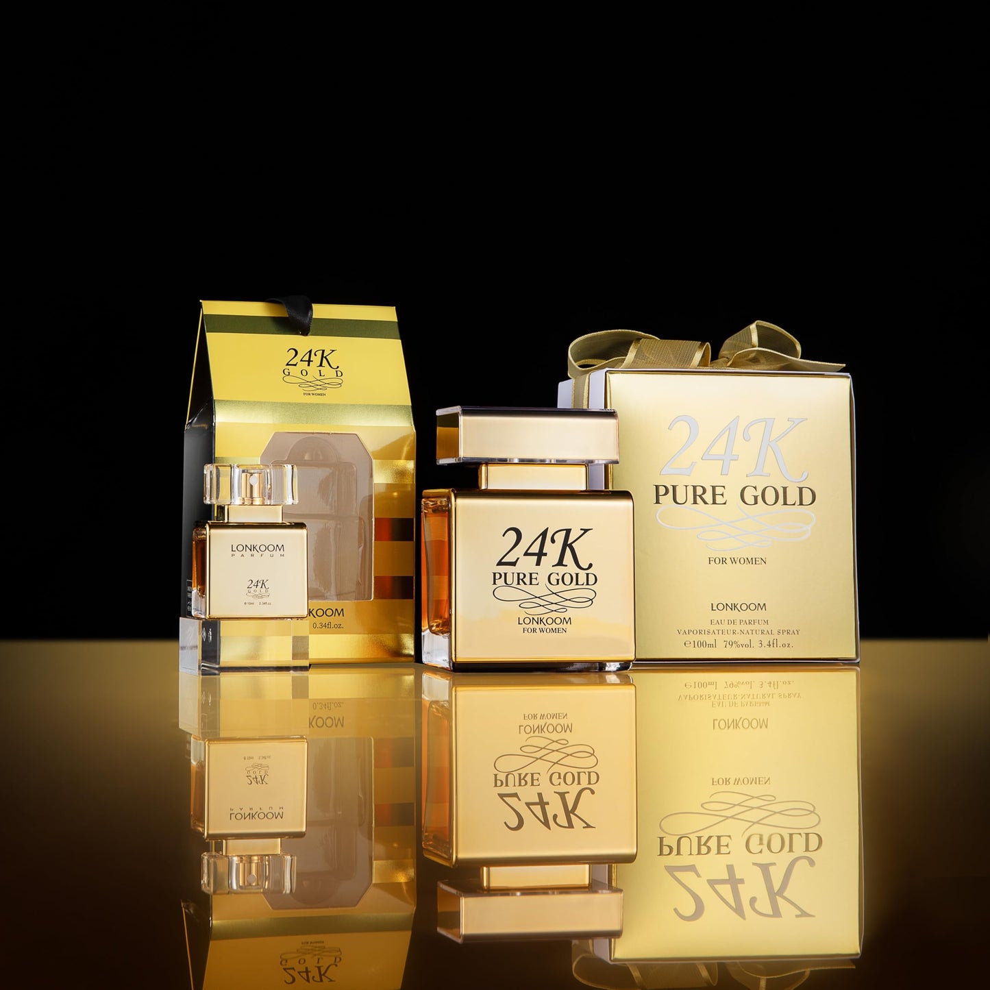 Lonkoom 24K Pure Gold Perfume for Women, Sweet Vanilla Perfumes Long Lasting Fragrance Eau de Parfum Praline Amber Fruity Strawberry Rose Musk Chocolate Notes, 3.4 Fl Oz