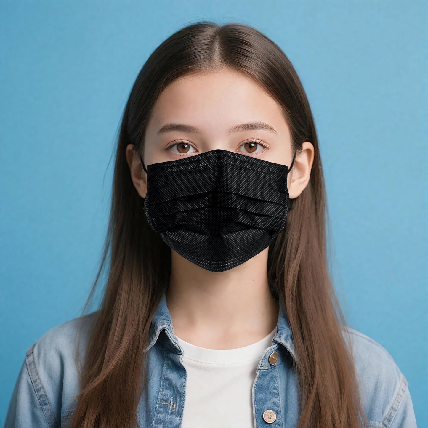 NNPCBT Kids Face Mask Disposable Black 100 PCS 3 Ply Children Boys Girls Face Masks with Earloops