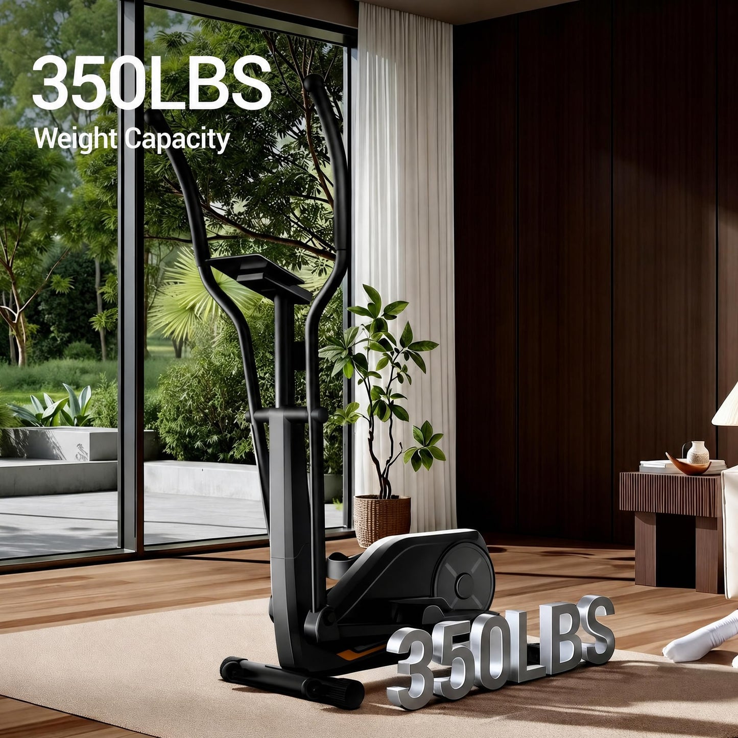 CURSOR Elliptical Exercise Machine, Elliptical Machine for Home with Hyper-Quiet Magnetic Driving System,8 Levels Resistance, 350LBS Weight Capacity，Compact Elliptical with 12IN Stride & LCD Monitor