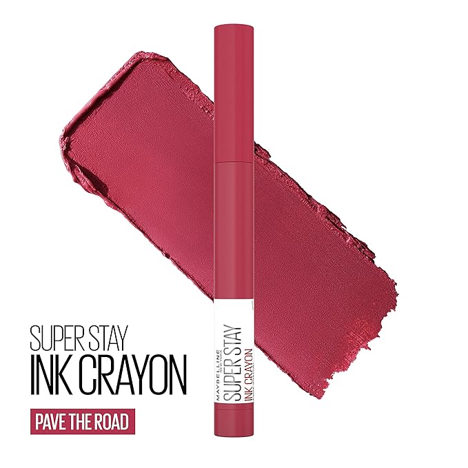 Maybelline Super Stay Ink Crayon Matte Longwear Lipstick Makeup, 130 Pave The Road, 0.04 oz