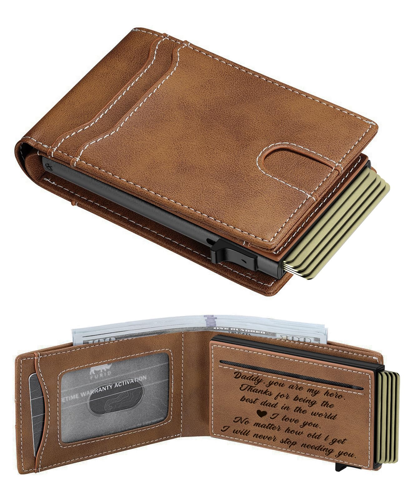 Gifts For Father Dad From Daughter Son: Rfid Slim Smart Wallet - Gift For Father Dad Husband at Birthday Anniversary Father's Day