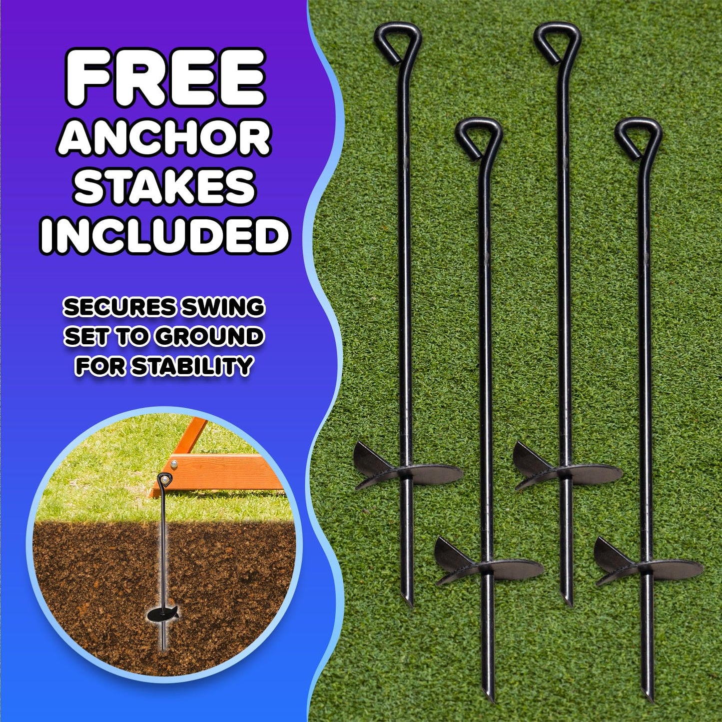 Sportspower Augusta Cedar Wooden Swing Set with Heavy Duty A-Frame & 6ft Double Wall Slide, Bonus Anchor Kit Included