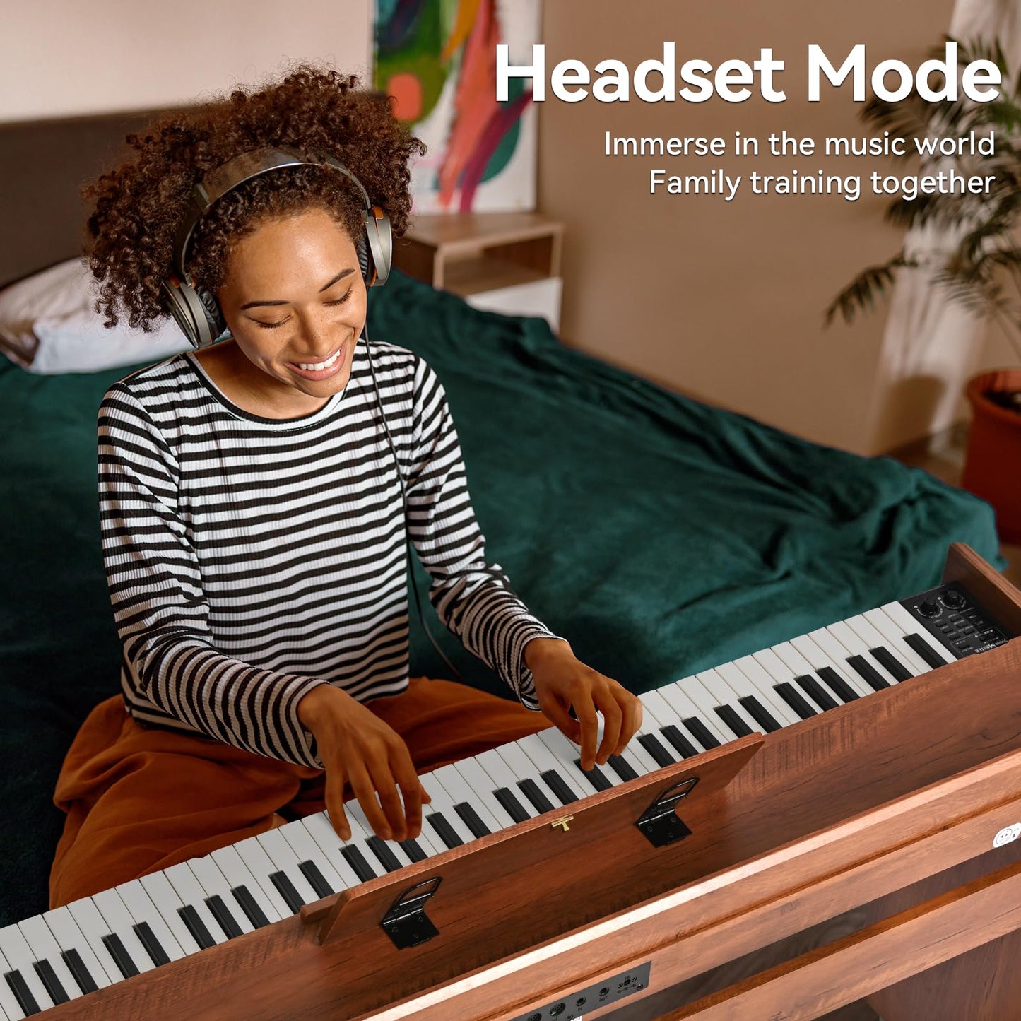 ZHRUNS Digital Piano 88 Key Full-Size Weighted Keyboard, Wooden Classic Upright Electric Piano with Headphone Jack, Piano Stand, 3 Pedal, Suitable for Beginner, Professional