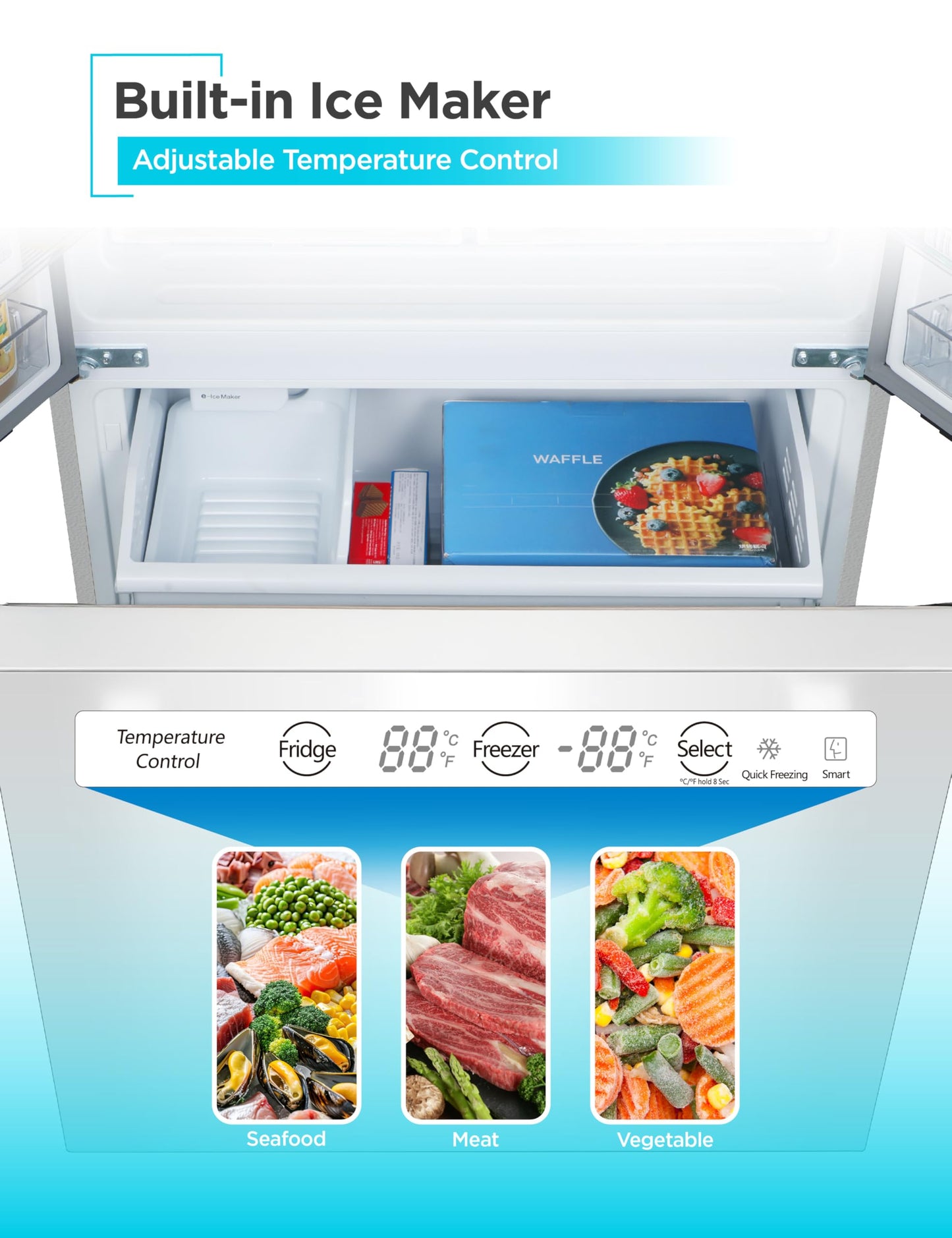 BLACK+DECKER 16 Cu. Ft. French Door Refrigerator with Built-in Ice Maker, Full Size Refrigerator with Bottom Mount Freezer Drawer, ENERGY STAR certified, White