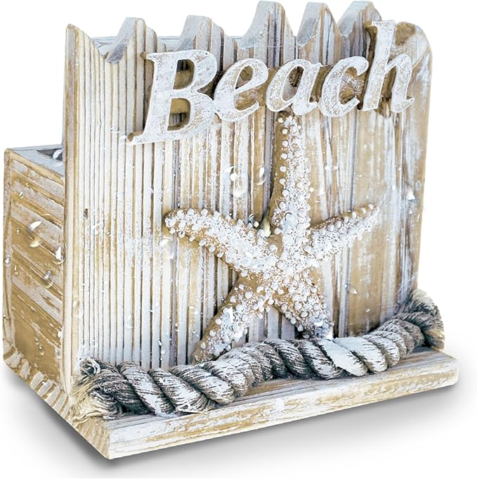 Puzzled Wooden “Baja Beach” Starfish Coaster with Holder,4.6 Inch Intricate & Meticulous Wood Art Handcrafted Drinkware Co...