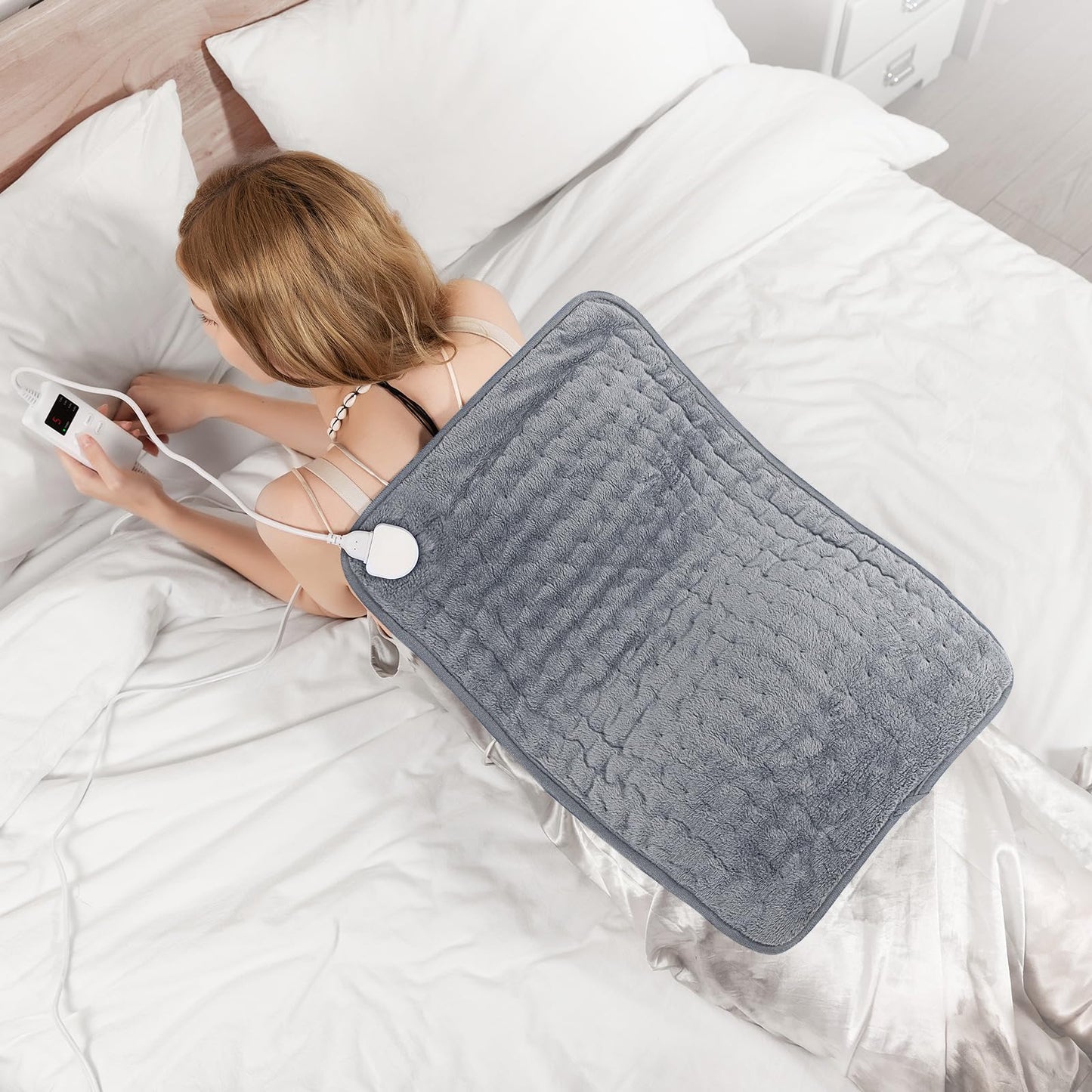 Heating Pad for Back, Neck, and Cramps, 20"x24" Electric Heat Pad with Moist/Dry Heat, 6 Heat Settings & Auto Shut-Off, Soft Flannel, Pain Relief for Men and Women