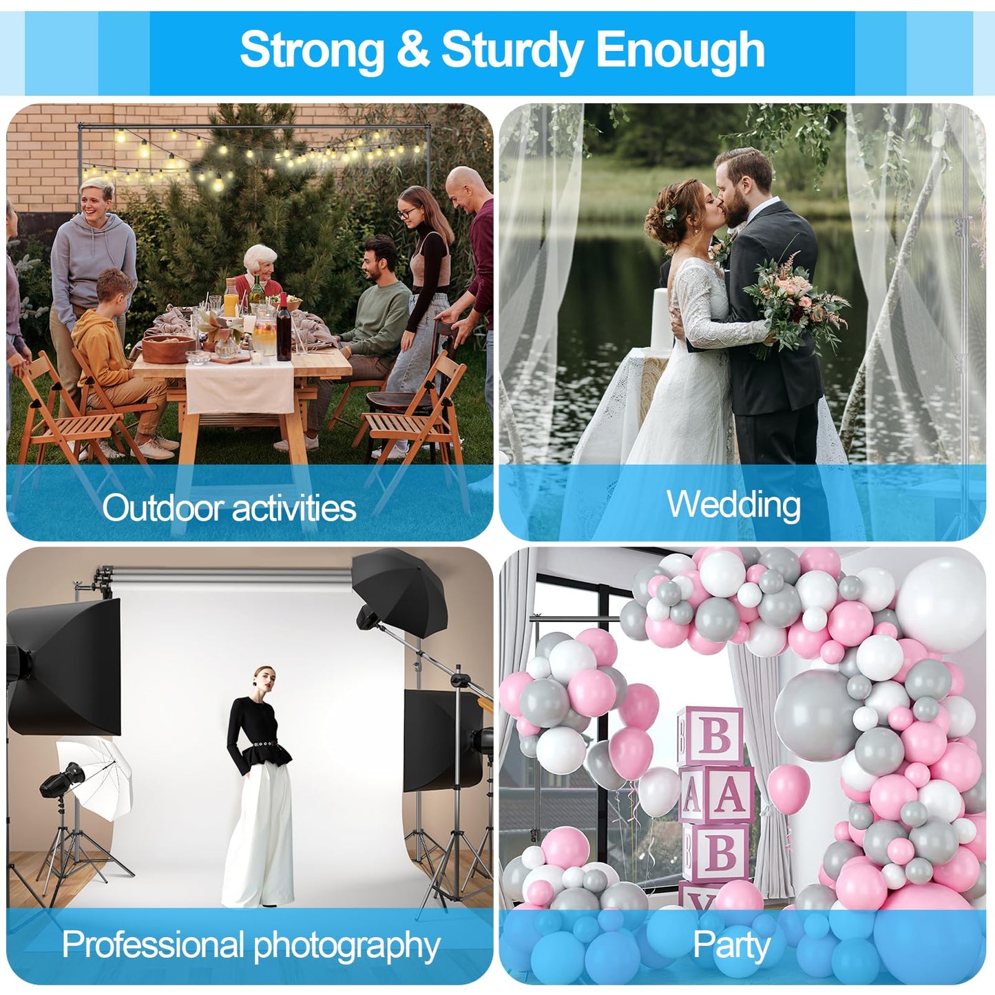 EMART Heavy Duty Backdrop Stand 10 x 12ft Photo Video Studio Adjustable Photography Background Support System Kit with Carry Bag
