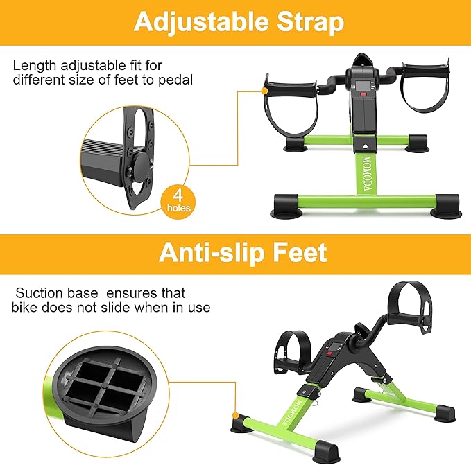 Pedal Exerciser Desk Exercise Bike Leg and Arm Bike with LCD Monitor Foldable (black/green)