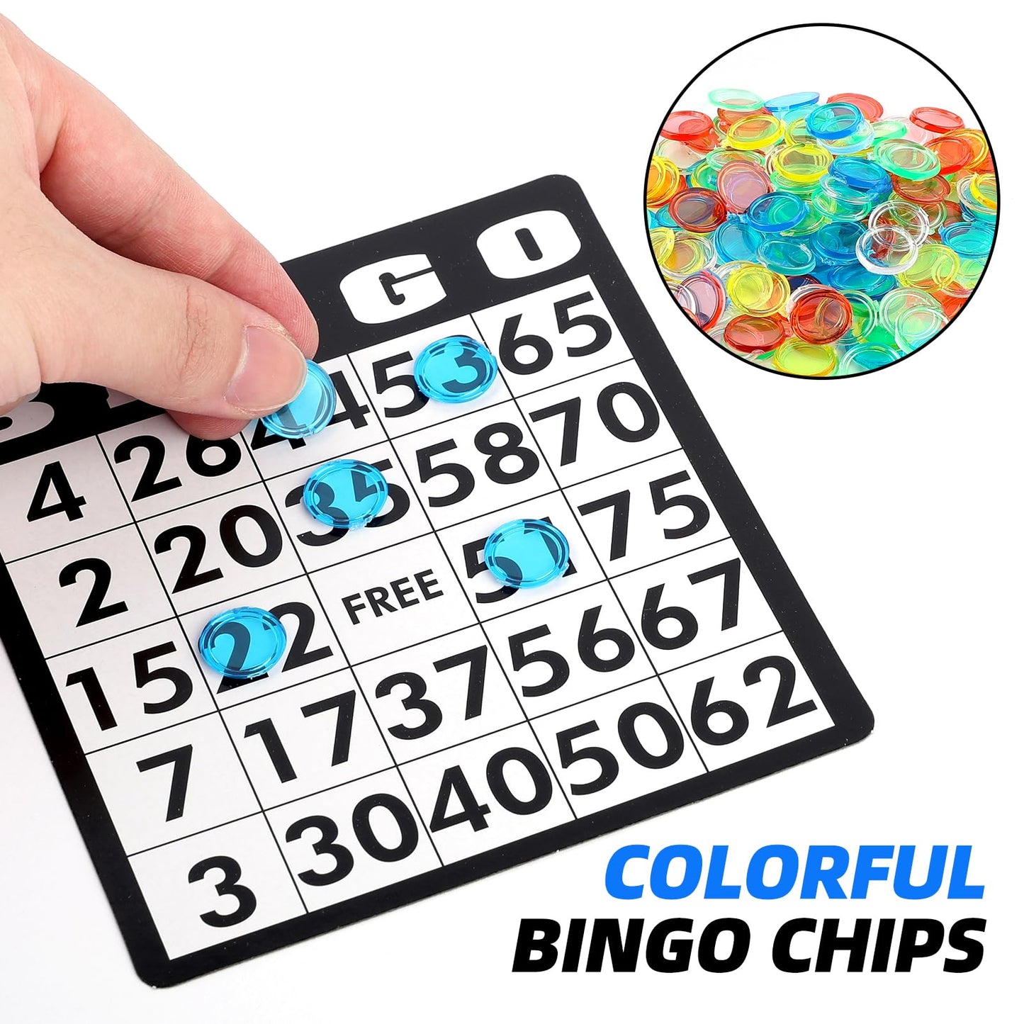 Homwom Deluxe Bingo Game Set Includes 18 Mixed Cards, 150 Vibrant Chips, 75 Calling Balls, 8” Bingo Cage - Premium Bingo Set for Large Groups and Parties