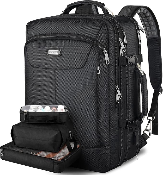 Carry on Backpack, Extra Large 50L Airline Approved TSA Travel Backpacks with 3 Packing Cubes for Women Men, USB Charging ...