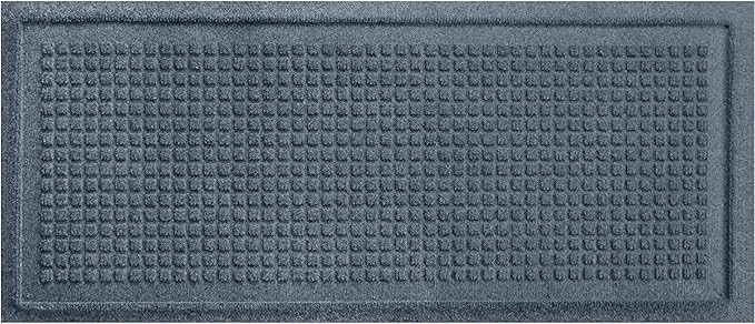 Bungalow Flooring Waterhog Indoor/Outdoor Boot Tray, 15 by 36 inches, Made in USA, Skid Resistant, Easy to Clean, Catches Water and Debris, Squares Pattern, Bluestone