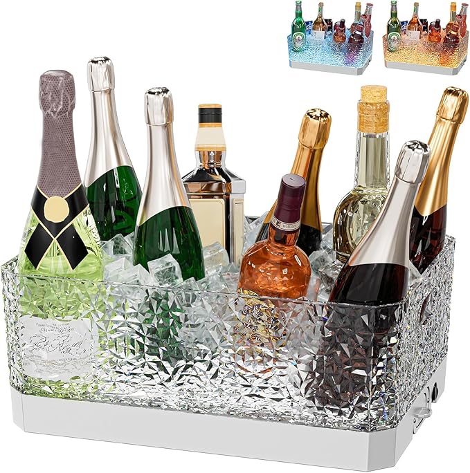 DaJi-U Plastic Ice Bucket for Parties, 15Liter / 4 Gallon Big Large Clear Beverage Tub for Champagne Beer Drink Wine Cockt...