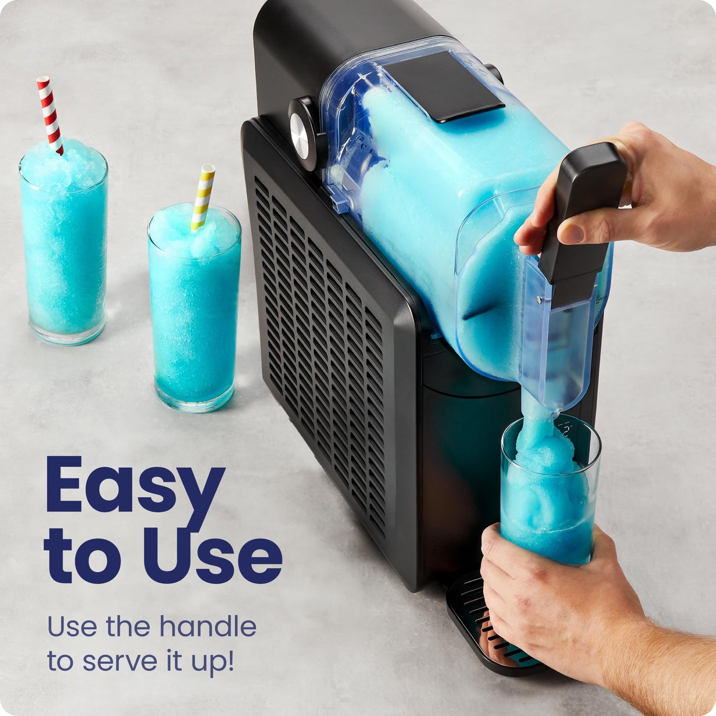 Iceman Slush-Ease Slushie Machine, Frozen Drink Maker & Slushy Machine with 5 Presets + Custom Option, Easy-Dispensing Lever for Frozen Margaritas, Frappes, and Slushies - Black (Renewed)