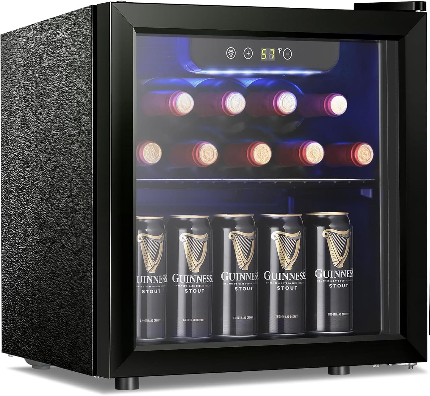 Antarctic Star 12 Bottle Wine Cooler Beverage Refrigerator Mini Fridge Clear Glass Door Quiet Counter Top Cellar for Beer Soda Bar 1.3 cu.ft