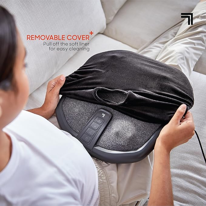Sharper Image® Shiatsu Foot + Back Massager with Heat & Washable Cover| Portable Kneading Deep Tissue Massage Tool| Heating Pad Massage Pillow