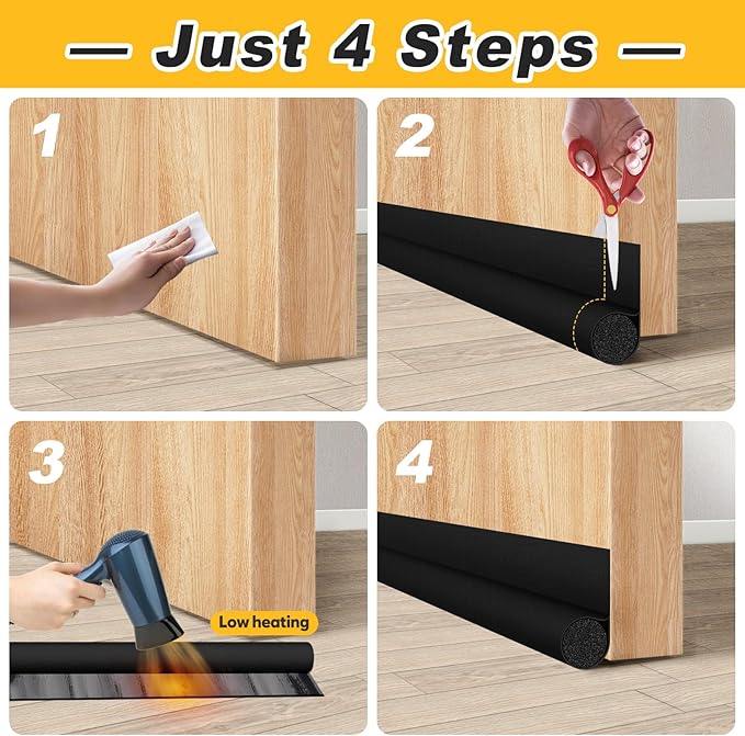 HomeProtect Door Draft Stopper 36 Inch Under Door Draft Blocker Door Sweep for Bottom of Door Reduce Cold Air, Soundproof, Light, Odor, Weather Stripping Door Seal Strip Fit for Interior/Exterior