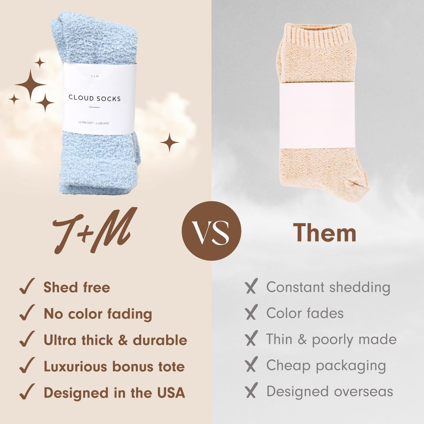 Unboxme Gifts Warm & Cozy Ultra-Luxe Cloud Socks for Women & Men - Super Soft Luxurious Fabric Sleep Socks for Him & Her, Blue 2 Pairs