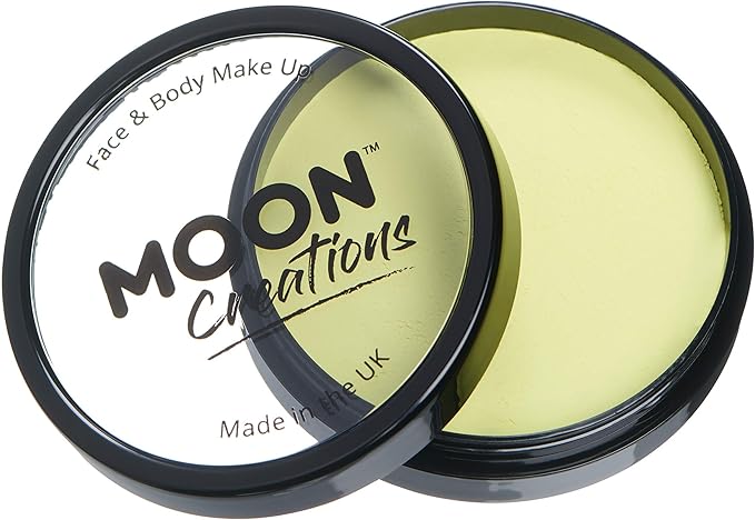 Moon Creations Pro Face & Body Paint Cake Pots Light Yellow - Professional Water Based Face Paint Makeup for Adults, Kids - 1.26oz
