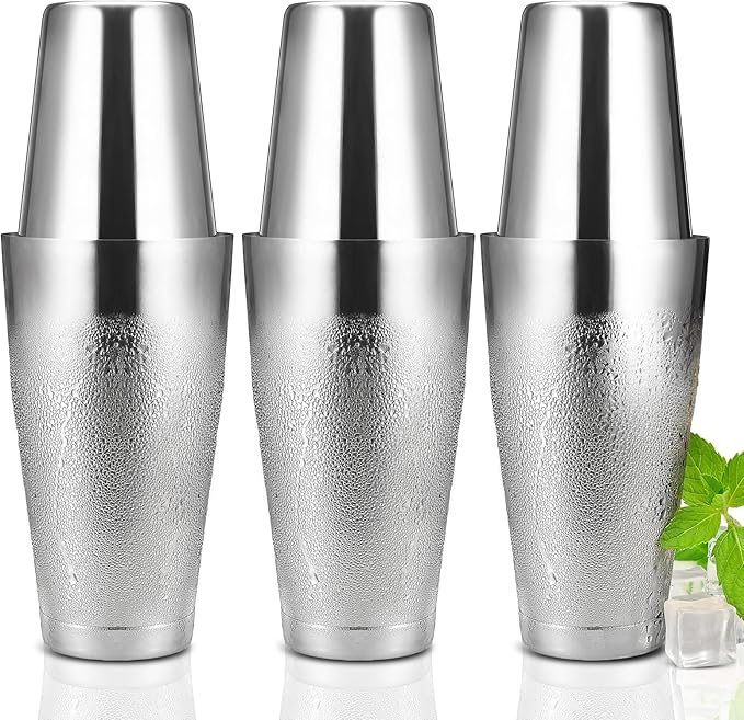 Plat Star Bulk Cocktail Shakers Bartending - 6pc Boston Bar Shaker Tins Stainless Steel, Commercial 18oz 28oz Metal Shakin...