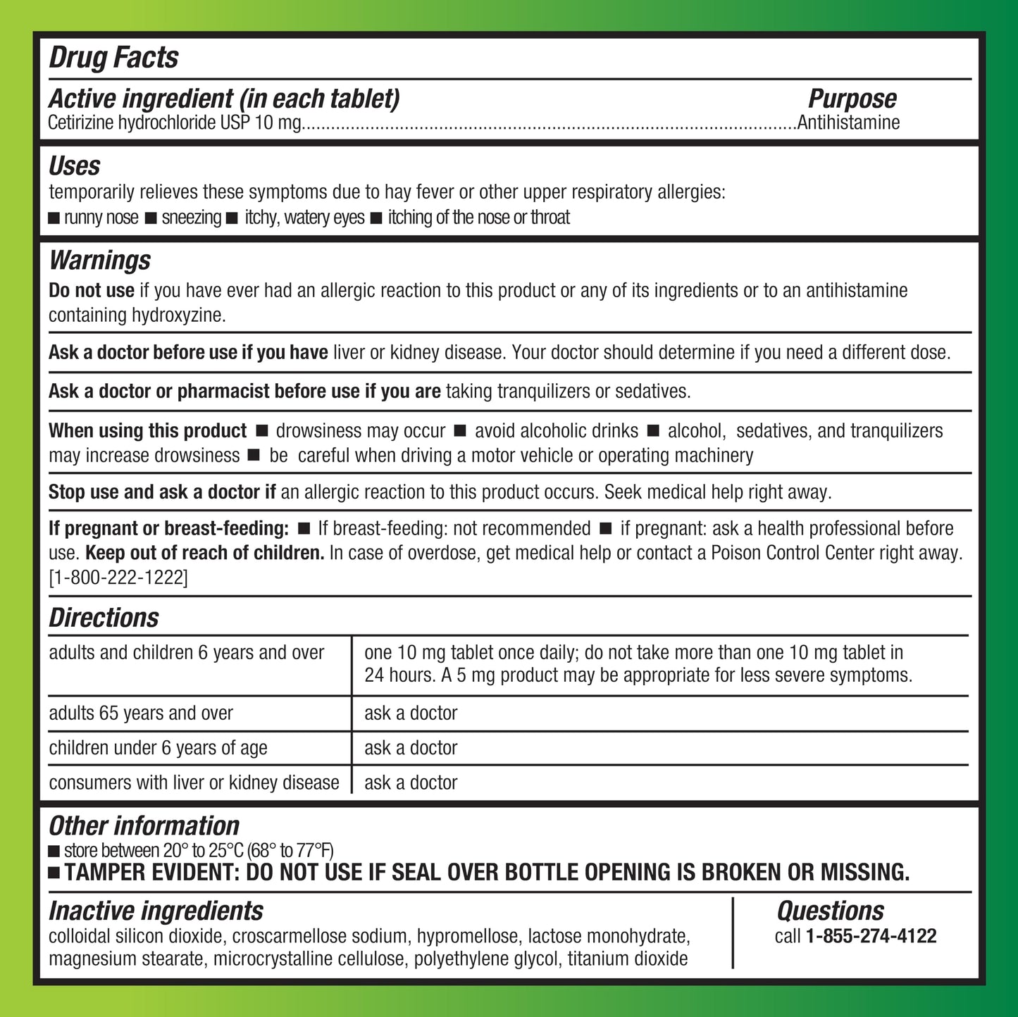 Amazon Basic Care All Day Allergy, Cetirizine Hydrochloride Tablets, Antihistamine, 10 mg, 365 Count (Packaging may vary)