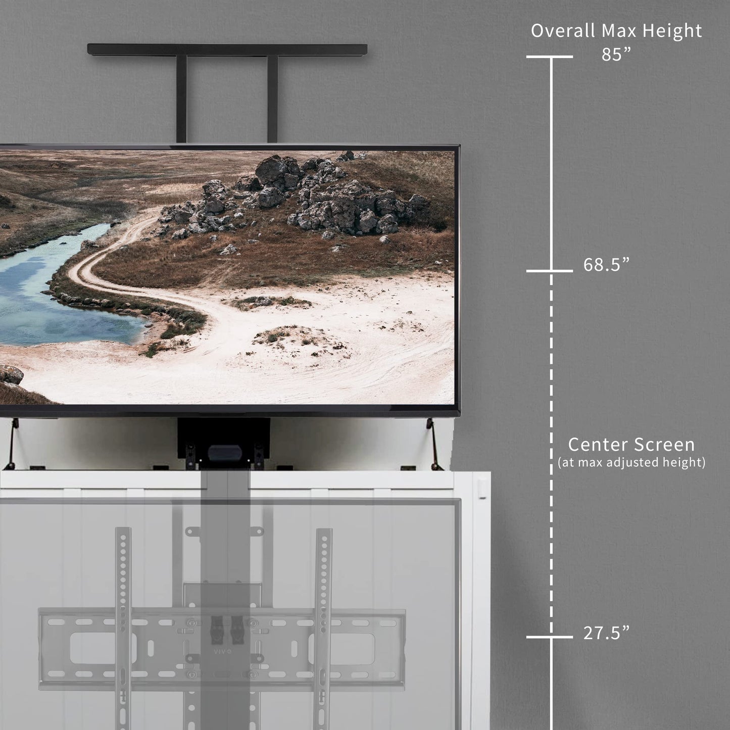 Vivo Motorized Tv Stand For 37 To 77 Inch Screens, Vertical Lift Television Stand With Remote Control And Tuya Smart App Compati