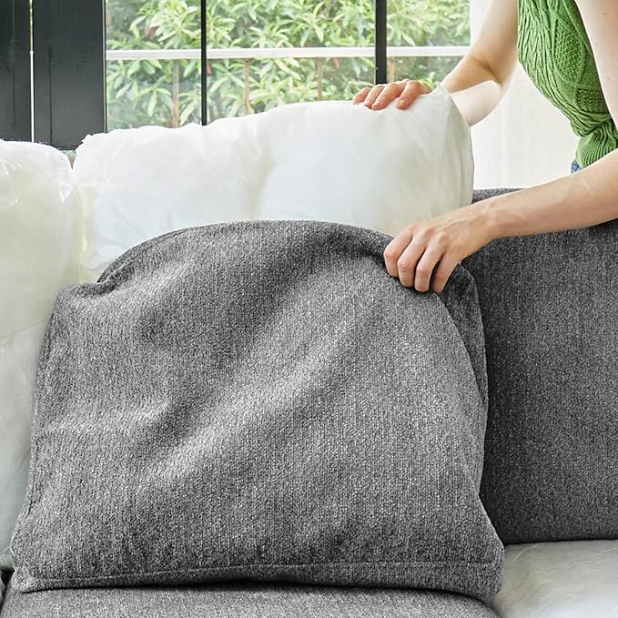 Belffin Modular Sectional Sofa with Pull Out Couch Bed Sectional Couch Convertible Sleeper Sofa with Cup Holder. Light Gery