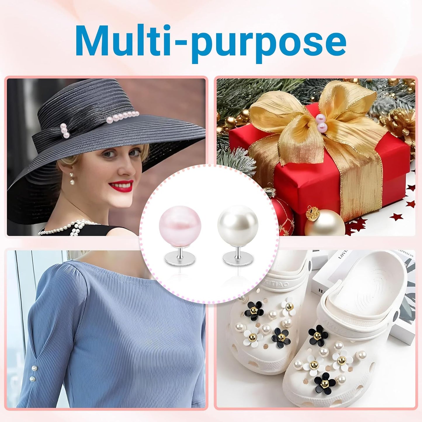 30 Sets Pearl Buttons No Sew Buttons for Clothes, 10mm Pearl Brooch Pins Reusable for Women, White Safety Pins for Dresses, Shirts, DIY Crafts, Fashion Decorative Accessories