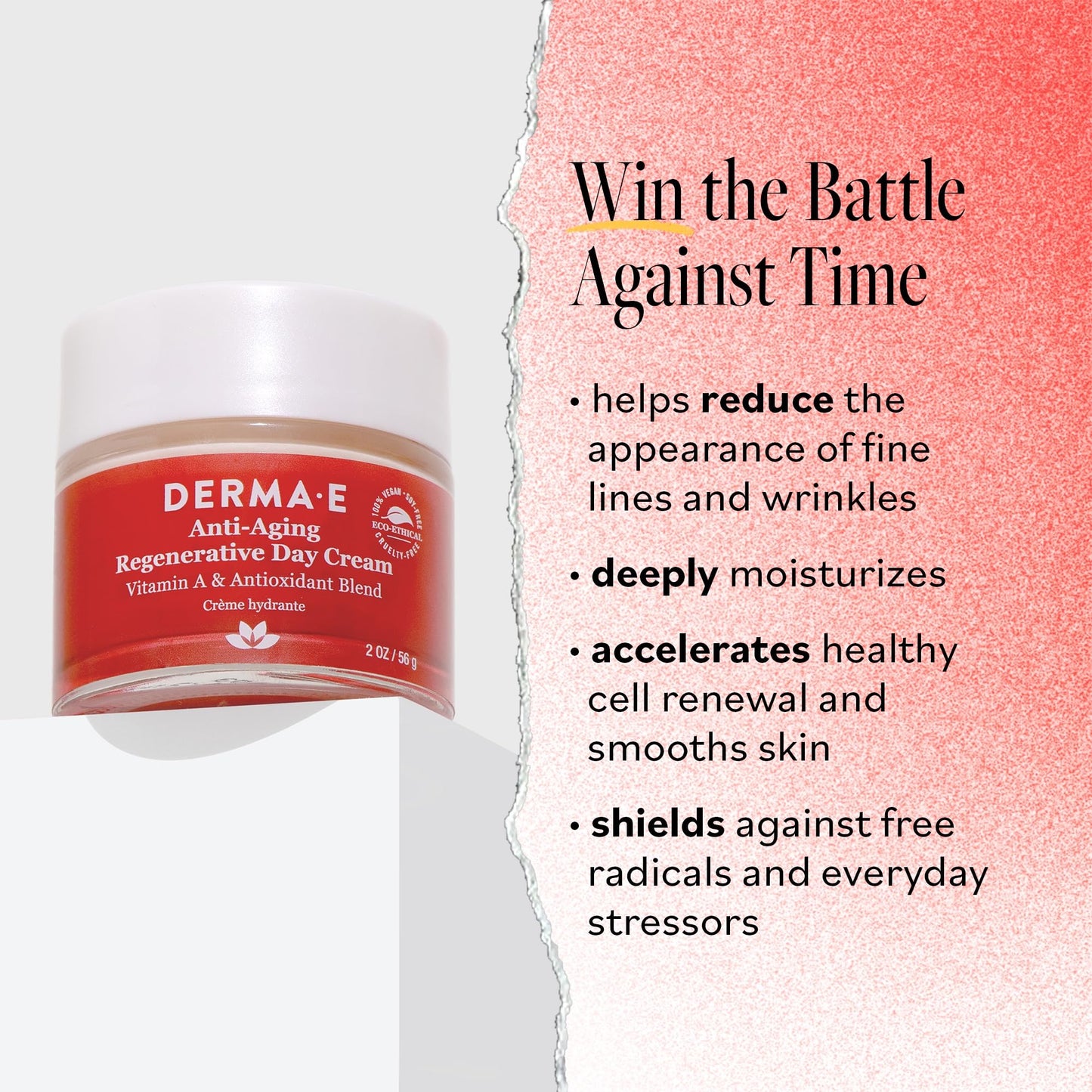 Derma E Anti-Aging Regenerative Day Cream - Astaxanthin Moisturizer for Face - Lightweight Firming Anti-Wrinkle Cream with Laven
