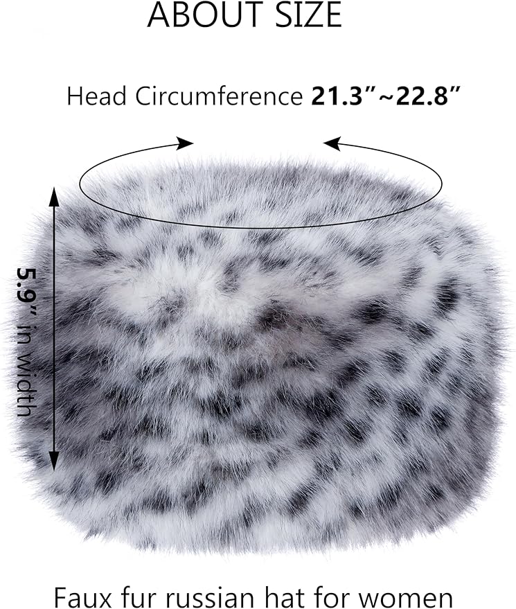 LA CARRIE Women's Faux Fur Hat for Winter with Stretch Cossack Russian Style White Warm Cap