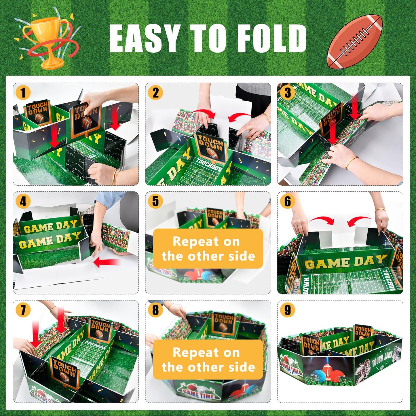 Docwouugo Football Party Decorations: Party Decorations 2026 26x20.5 Inch Large Size Food Snack Tray Set - Snack Tray Kit for Tailgate Birthday Football Game Day Decor