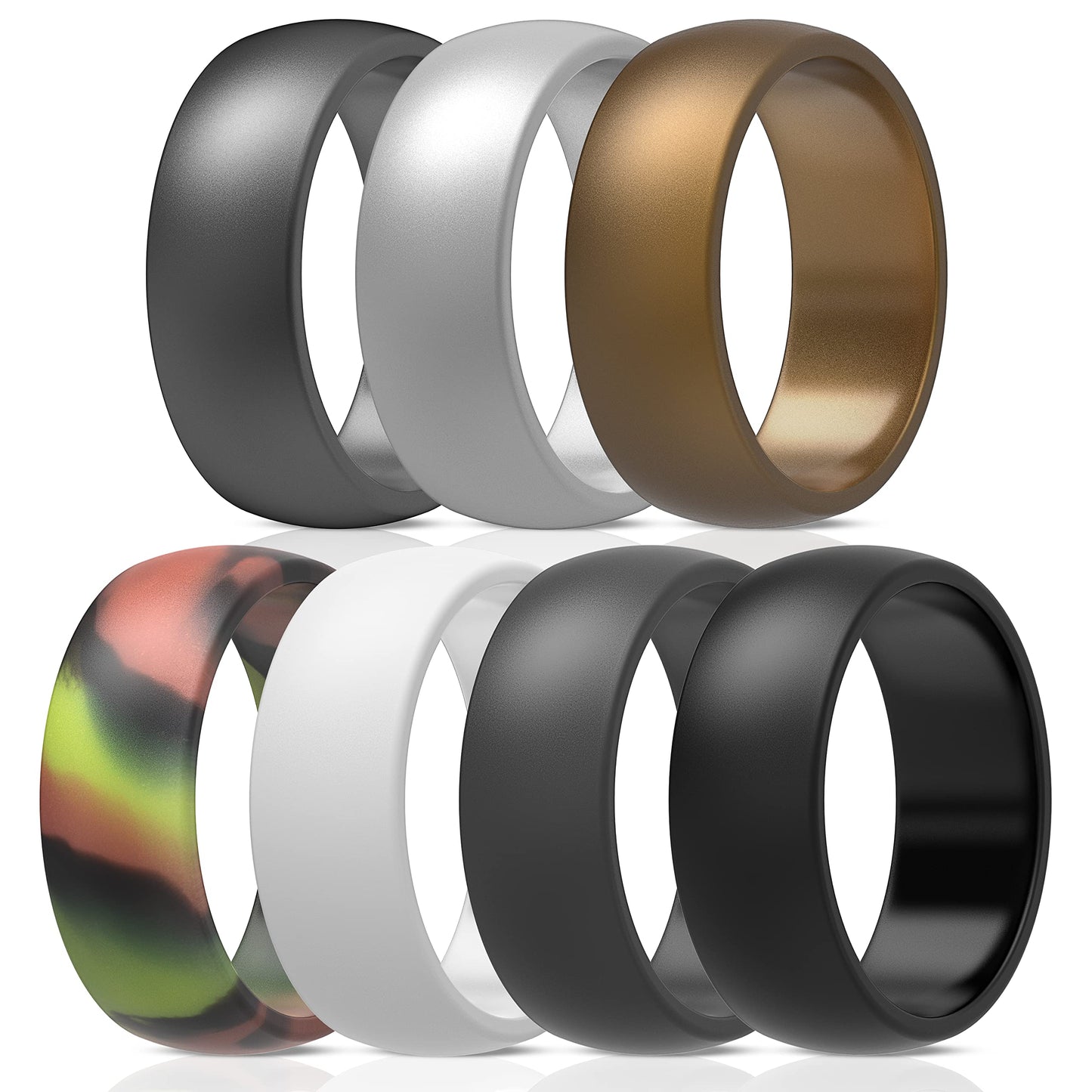 ThunderFit Silicone Wedding Rings for Men, Rubber Engagement Bands 8.7mm Wide 2.5mm Thick - 1/2/3/4/5/6/7/12/16 Variety Multipac
