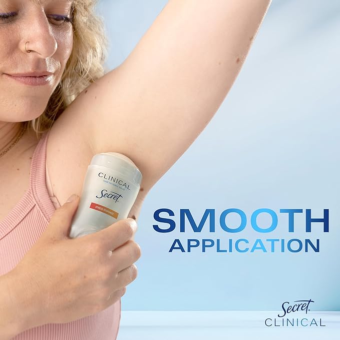 Secret Clinical Strength Antiperspirant Deodorant for Women, Stress Response, 3X Stress Protection, 72hr Sweat & Odor Protection, PH Balancing Minerals, Invisible Solid, 2.6 oz (Pack of 2)