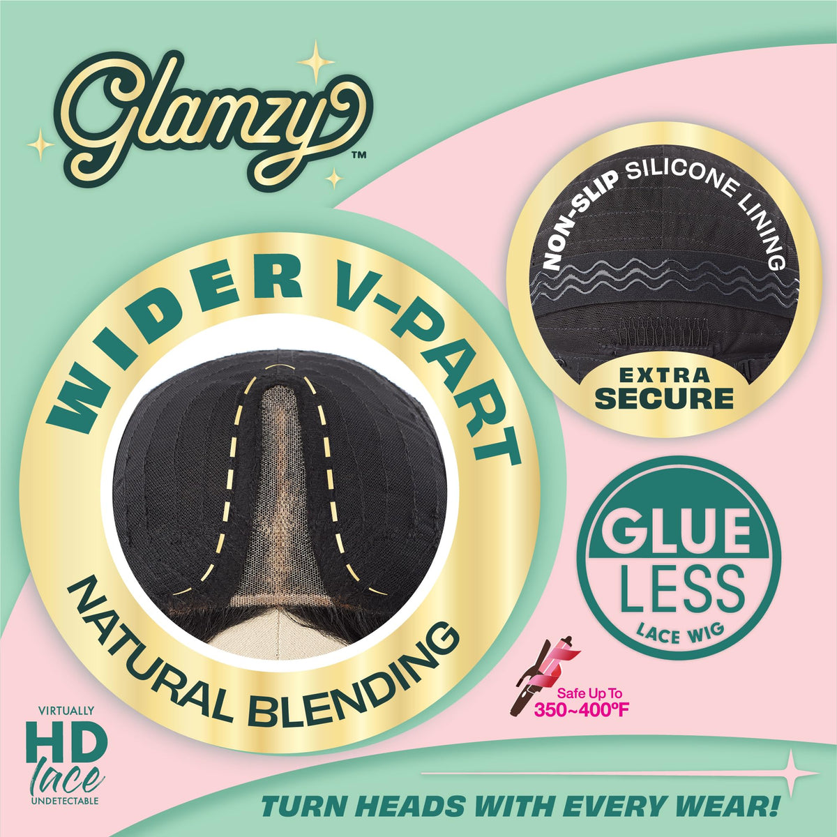 Sensationnel Glamzy Lace Part Wigs - Elysia Glueless Hand Tied Wider V Parting Synthetic Hair (ASHPEACHBLONDE)