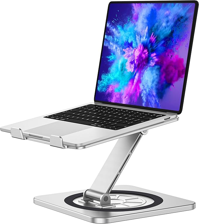 RIWUCT Adjustable Laptop Stand with 360° Swivel Base, Foldable Laptop Riser Holder for Desk, Ergonomic Computer Notebook C...