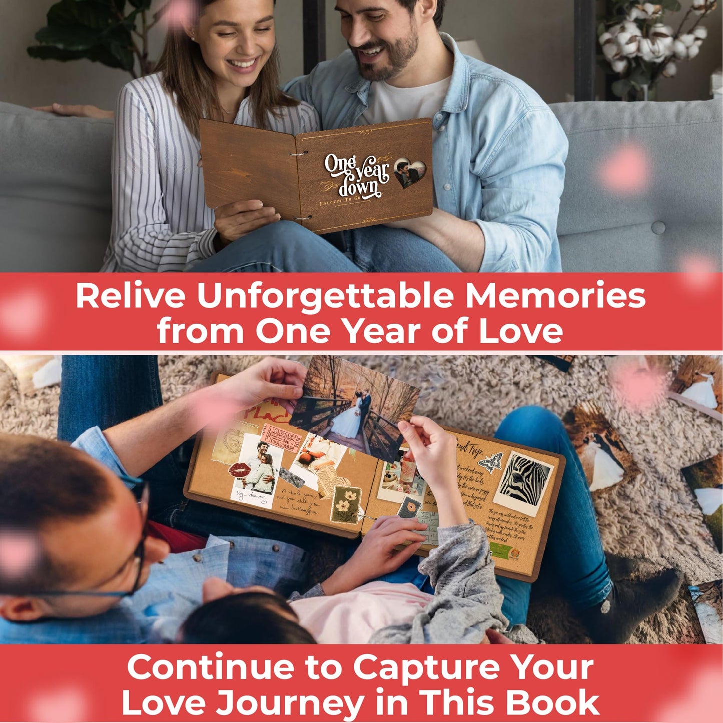 Stofinity 1 Year Anniversary Boyfriend Gifts - One Year Anniversary Dating Gifts For Her Girlfriend, First Paper Anniversary For Him Men, 1 Year Anniversary Scrapbook, 1st Anniversary Wedding Gift