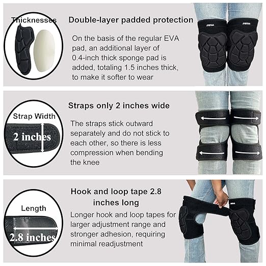 Men Women Knee Pads for Kneeling, Waterproof Knee Pad for Gardening Flooring Painting Yard Tile, Soft Foam Kneepads for Mechanics Carpenters Workers, Comfortable and Lightweight for Christmas, Black L (1 Pair)